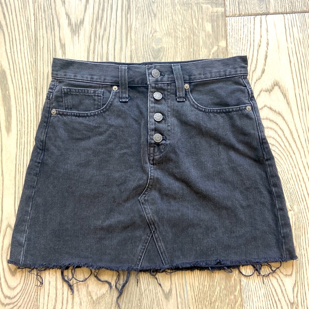 Madewell Distressed Black Jean Skirt